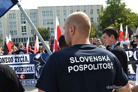 2014 r., Częstochowa: słowaccy nacjonaliści na demonstracji "Chcemy godnego życia, nie obietnic bez pokrycia"